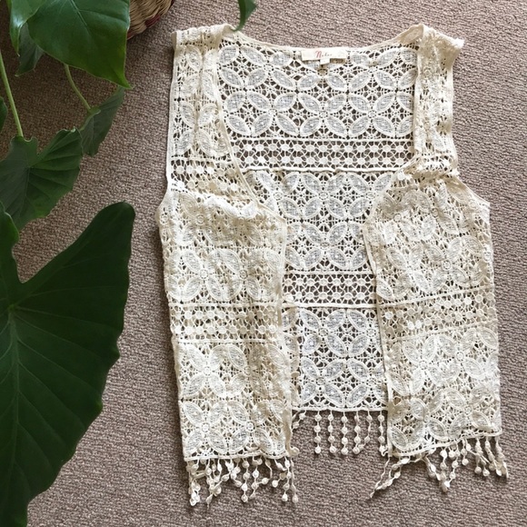 Nabee Jackets \u0026 Coats | Crochet Lace Vest | Color: Cream/White | Size: S | Sarahliz01's Closet